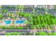 Aerial view of the community with pool, green space, ramadas and other amenities at 3064 Bicentennial Pkwy, Henderson, NV 89044