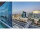 Las Vegas city view from a high vantage point featuring buildings and light trails of traffic at 4525 Dean Martin Dr # 2901, Las Vegas, NV 89103