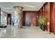 Spacious lobby with a decorative pillar, wooden walls, and sleek design elements at 4525 Dean Martin Dr # 2901, Las Vegas, NV 89103