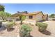 Backyard with covered patio, gravel landscaping, and mature trees at 4916 Carmichael Ave, Las Vegas, NV 89110