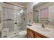 Updated bathroom featuring a modern glass shower and vanity at 4916 Carmichael Ave, Las Vegas, NV 89110