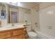 Clean bathroom with a bathtub, shower, and single sink vanity at 4916 Carmichael Ave, Las Vegas, NV 89110