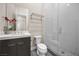 Modern bathroom featuring a glass shower, marble countertop, and stylish fixtures at 5166 Stone View Dr, Las Vegas, NV 89135