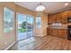 Breakfast nook with sliding door access to the backyard and a view of the yard at 5480 Oatfield St, North Las Vegas, NV 89081