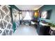 Trendy office space with decorative wall paper, a desk, and a window at 5817 Rae Dr, Las Vegas, NV 89108