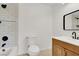 Renovated bathroom with updated vanity and tiled shower at 6445 Ironbark Ln, Las Vegas, NV 89107