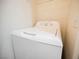 Well-lit laundry room featuring a clean white dryer, emphasizing practicality and ease of use at 7400 W Flamingo Rd # 1082, Las Vegas, NV 89147