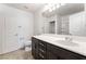 Bathroom featuring a white vanity, tile flooring and a shower at 10315 Turia Gardens Rd, Las Vegas, NV 89135