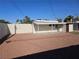 Backyard features gravel ground cover, artificial turf section, covered patio, and utility connections at 1720 Eastwood Dr, Las Vegas, NV 89104