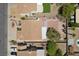 An aerial view shows a well-maintained home with a landscaped backyard and covered patio area at 538 Ancient Mayan Dr, Henderson, NV 89015