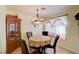 Inviting dining room featuring a round table, elegant lighting, and a charming cabinet at 602 Painted Cloud Pl, Las Vegas, NV 89144