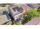 A birds-eye view of the home's backyard and solar panels on the roof at 6714 Flamenco Ct, Las Vegas, NV 89139
