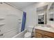 Standard bathroom with a shower-tub combo, toilet, and vanity at 8786 Sand Verbena Ave, Las Vegas, NV 89117