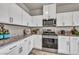 Kitchen featuring stainless steel appliances, granite countertops, and white cabinets at 9876 Magnus Ct, Las Vegas, NV 89178