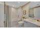 Well-lit bathroom with a soaking tub, marble tile, and modern fixtures, providing a luxurious feel at 222 Karen Ave # 3307, Las Vegas, NV 89109