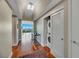 Hallway with built-in laundry, sleek console table and city view, optimizing space and style at 222 Karen Ave # 3307, Las Vegas, NV 89109