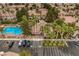 Overhead view of the community pool, parking and well-maintained landscaping at 251 S Green Valley Pkwy # 1421, Henderson, NV 89012