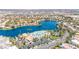 Aerial view of community with a waterfront, pool, parking, and recreational area at 3151 Soaring Gulls Dr # 2121, Las Vegas, NV 89128