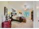 A light-filled bedroom featuring neutral walls and carpet and a full bedroom suite at 3231 Rebel Ave, Pahrump, NV 89048