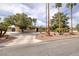 Well-maintained home boasts desert landscaping, mature trees, and a long concrete driveway at 4219 E Pinecrest Cir, Las Vegas, NV 89121