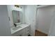 Bright bathroom featuring a stylish vanity with gold fixtures and a modern, elegant design at 5239 Treasure Ave, Las Vegas, NV 89122