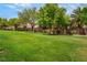 Well-maintained green space with mature trees, shrubs, and block wall perimeter at 10505 Jeremy Ridge Ave, Las Vegas, NV 89144