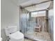 Modern bathroom boasting a glass-enclosed shower with dual showerheads and a built-in bench at 1813 Skyline Dr, Las Vegas, NV 89117