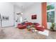 Bright, spacious living room with high ceilings, tile floors, and large windows at 2008 Aspen Oak St, Las Vegas, NV 89134