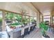 Large covered patio with comfortable seating areas surrounded by lush landscaping at 2107 Desert Woods Dr, Henderson, NV 89012