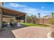 Comfortable covered patio with mounted TV and view of the green backyard at 217 Turkey Creek Way, Henderson, NV 89074