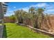 View of the green backyard with plants along the wall at 217 Turkey Creek Way, Henderson, NV 89074