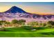 Scenic golf course view of the desert mountains offering a peaceful atmosphere at 35 Via Rizzuto, Henderson, NV 89011