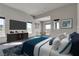 Relaxing main bedroom with plush bedding, a large TV, and serene decor, creating a tranquil retreat at 5364 Succulent Rose Dr, Las Vegas, NV 89135