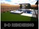Landscaped pool with spa, waterfall feature and desert backdrop in this 3-D rendering of backyard oasis at 5364 Succulent Rose Dr, Las Vegas, NV 89135