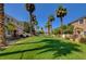 Lush green common area with palm trees, providing a serene and picturesque setting for residents at 67 Dow Jones St # 2, Henderson, NV 89074