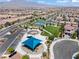 Aerial view of the neighborhood park showcasing a playground, walking paths, and sports areas at 10416 Skye Arroyo Ave, Las Vegas, NV 89166
