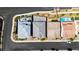 An aerial view of the community showcases the home's proximity to amenities and other homes at 11672 Barga Ct, Las Vegas, NV 89138
