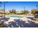 A pristine community pool is surrounded by shade and greenery at 2369 Via Barranca St, Henderson, NV 89044