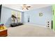 Versatile room with plush carpeting, a ceiling fan, and ample space for fitness equipment at 3159 Via Como, Henderson, NV 89044