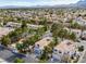 Expansive aerial view showcasing a lush residential neighborhood with mountain views in the background at 3481 Creek River Dr, Las Vegas, NV 89129