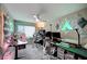 Spacious home office featuring modern lighting, large window, and multiple work stations at 4160 Elegant Chateau St, Las Vegas, NV 89135