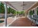 Spacious covered patio area, perfect for outdoor dining and entertaining, with a view of the pool at 601 Cragin Park Dr, Las Vegas, NV 89107