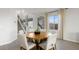 Dining area with modern decor, mountain views, and a wooden dining table at 64 Via Montoro, Henderson, NV 89011