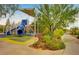 Community playground with a blue slide and covered seating area for outdoor fun and recreation at 177 Shaded Peak St, Henderson, NV 89012