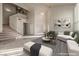 Inviting living room with stairway, modern decor, and an open floor plan at 2104 Inverness Dr, Henderson, NV 89074