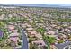 Scenic aerial view capturing rows of houses in a suburban neighborhood and streets lined with lush, mature trees at 3000 Hammerwood Dr, Las Vegas, NV 89135