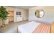 Bright bedroom with walk-in closet, carpet, and modern furnishings at 7375 Hayes Harbor Ct # Lot 210, North Las Vegas, NV 89084