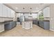 Modern kitchen with stainless steel appliances, two-tone cabinets, and a central island at 8220 Chimney Bluffs St, North Las Vegas, NV 89085