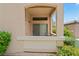 Exterior picture of condo balcony featuring sliding glass door and stucco columns at 8985 S Durango Dr # 1177, Las Vegas, NV 89113