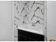 Powder room featuring modern black and white wallpaper at 9220 Evergreen Canyon Dr, Las Vegas, NV 89134